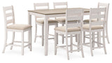 Skempton - White / Light Brown - Counter Height Dining Table and Bar Stools (Set of 7) by Signature Design by Ashley® | Bel Furniture