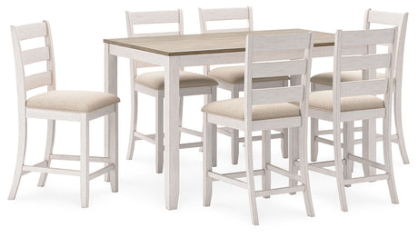Skempton - White / Light Brown - Counter Height Dining Table and Bar Stools (Set of 7) by Signature Design by Ashley® | Bel Furniture