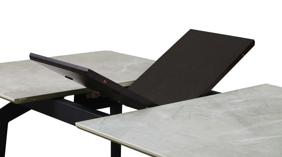 Mina - Rectangular Dining Table - Gray Ceramic And Sandy Black