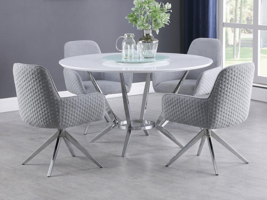 Abby - Flare Arm Side Chair - Light Gray And Chrome