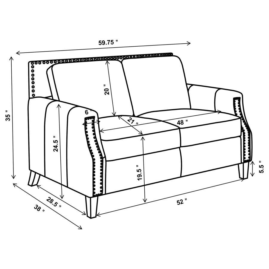 Leaton - Upholstered Recessed Arms Loveseat - Brown Sugar