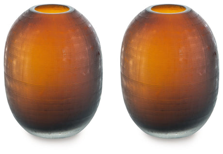Embersen - Vase Dark Brown 6''W x 6''D x 8''H 2 Pieces by Signature Design by Ashley® | Bel Furniture