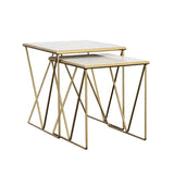 Bette - 2 Piece Marble Top Nesting Table Set - White And Gold by CoasterEssence | Bel Furniture
