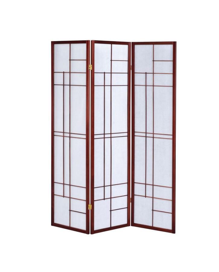 Katerina - 3-Panel Folding Floor Screen - White And Cherry