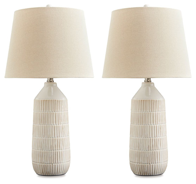 Willport - Off White - Ceramic Table Lamp (Set of 2) by Signature Design by Ashley® | Bel Furniture