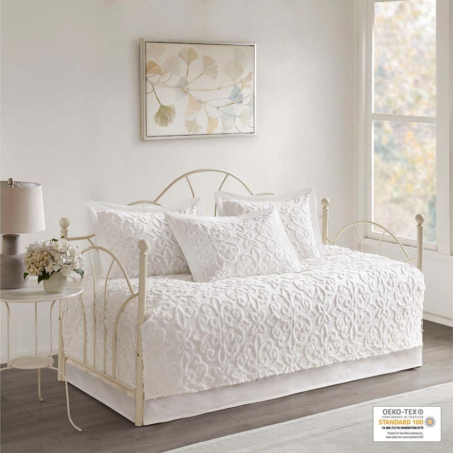 Sabrina - Twin 5 Piece Tufted Daybed Set - Off White