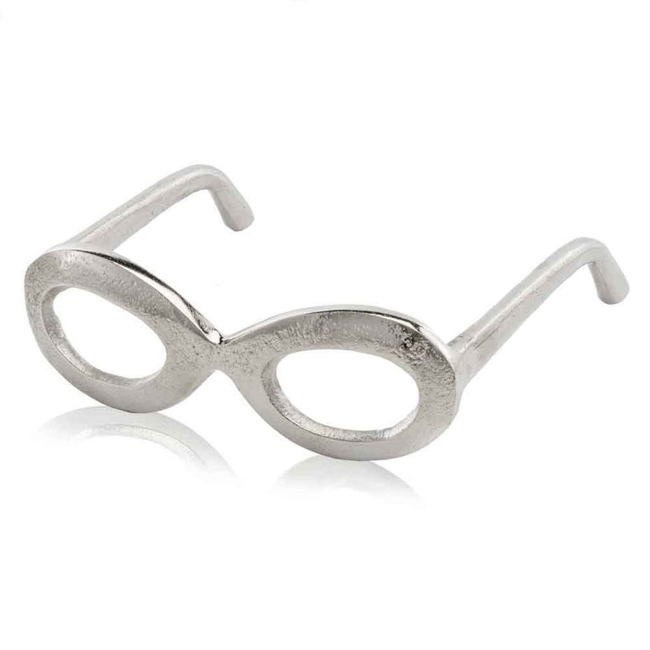 Textured Oval Glasses Sculpture - Raw Silver
