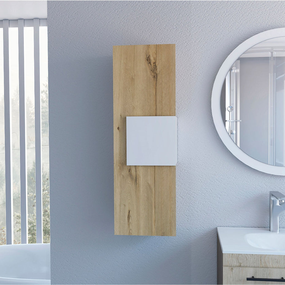 Multi Purpose Vertical Hanging Cabinet - Light Oak And White