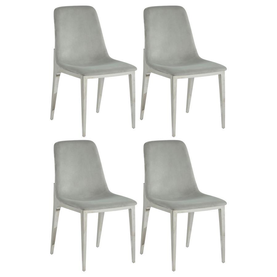 Irene - Upholstered Side Chairs (Set of 4) - Light Gray And Chrome