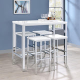 Natividad - 5 Piece Pub Height Bar Table Set - White High Gloss by CoasterEveryday | Bel Furniture