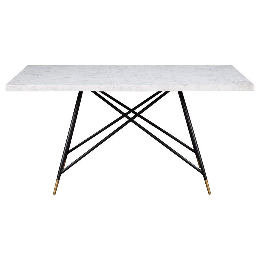 Gabrielle - 5 Piece Marble Top Dining Table Set - White And Gray