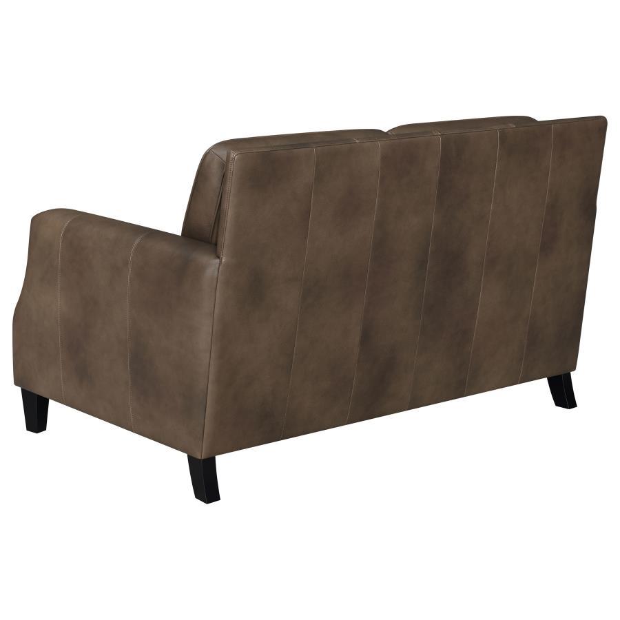 Leaton - Upholstered Recessed Arms Loveseat - Brown Sugar