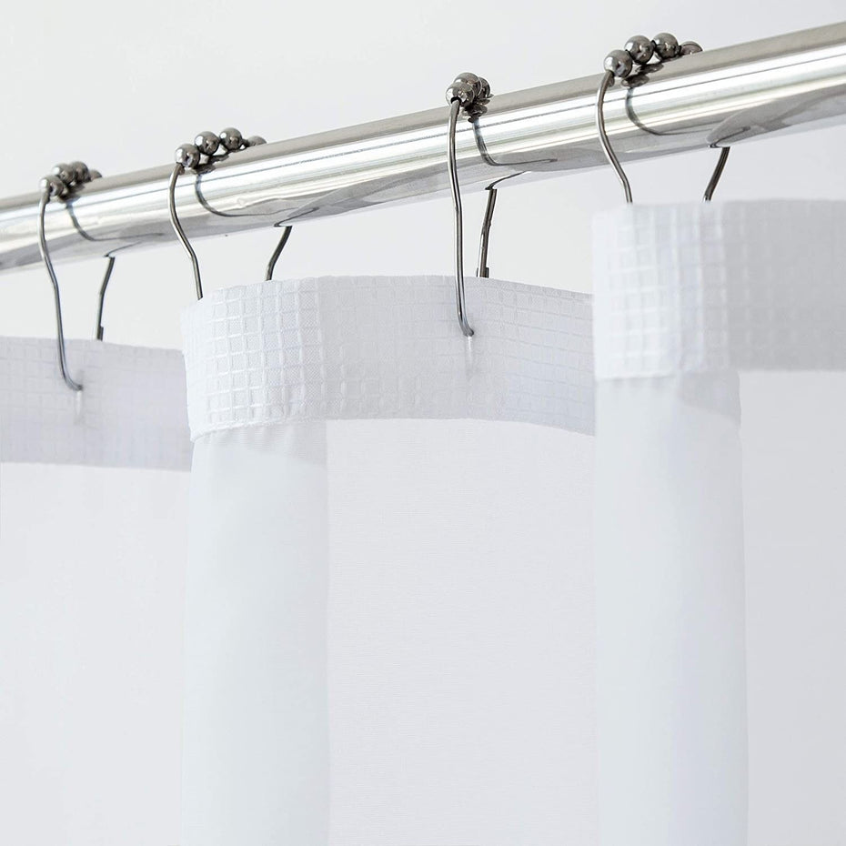 Grid Shower Curtain And Liner Set - White Sheer