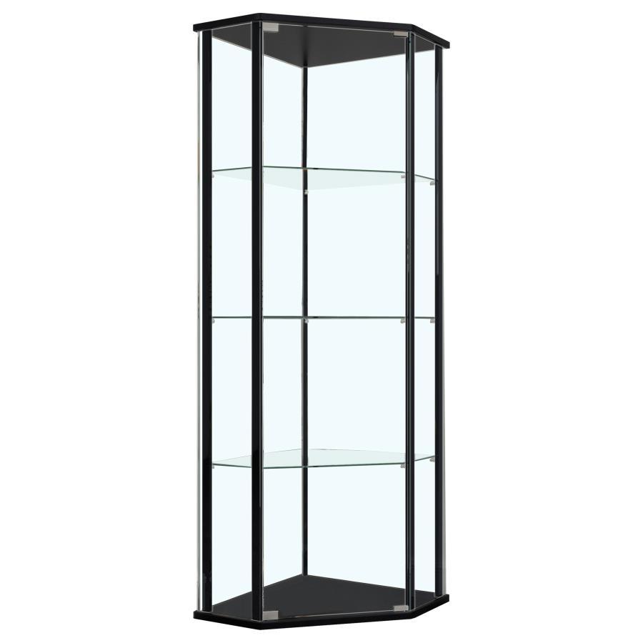 Zenobia - 4-Shelf Curio Cabinet Display Case - Black by CoasterEssence | Bel Furniture