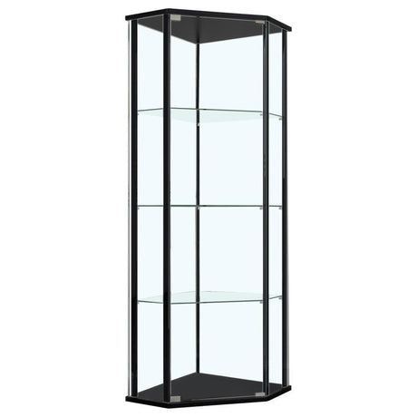 Zenobia - 4-Shelf Curio Cabinet Display Case - Black by CoasterEssence | Bel Furniture