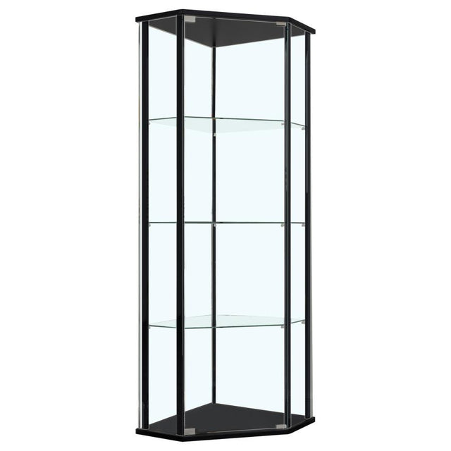 Zenobia - 4-Shelf Curio Cabinet Display Case - Black by CoasterEssence | Bel Furniture