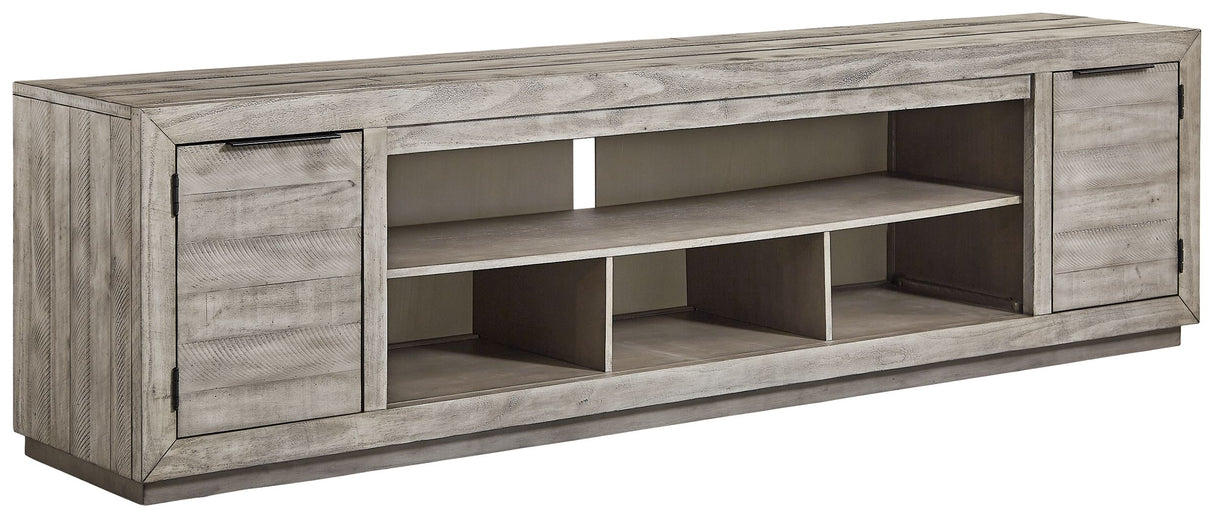 Naydell - Gray - XL TV Stand w/Fireplace Option by Signature Design by Ashley® | Bel Furniture