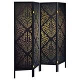 Haidera - 4-Panel Room Divider Folding Screen - Black Damask by CoasterEveryday | Bel Furniture