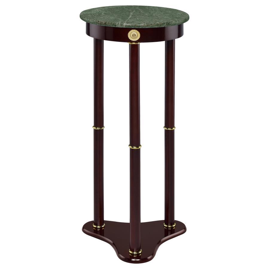 Edie - Round Marble Top Accent Side Table - Merlot by CoasterEveryday | Bel Furniture