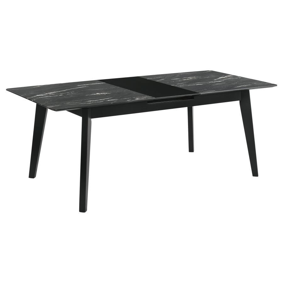 Crestmont - Extension Dining Table Faux Marble - Black by CoasterEssence | Bel Furniture