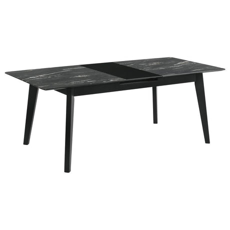 Crestmont - Extension Dining Table Faux Marble - Black by CoasterEssence | Bel Furniture
