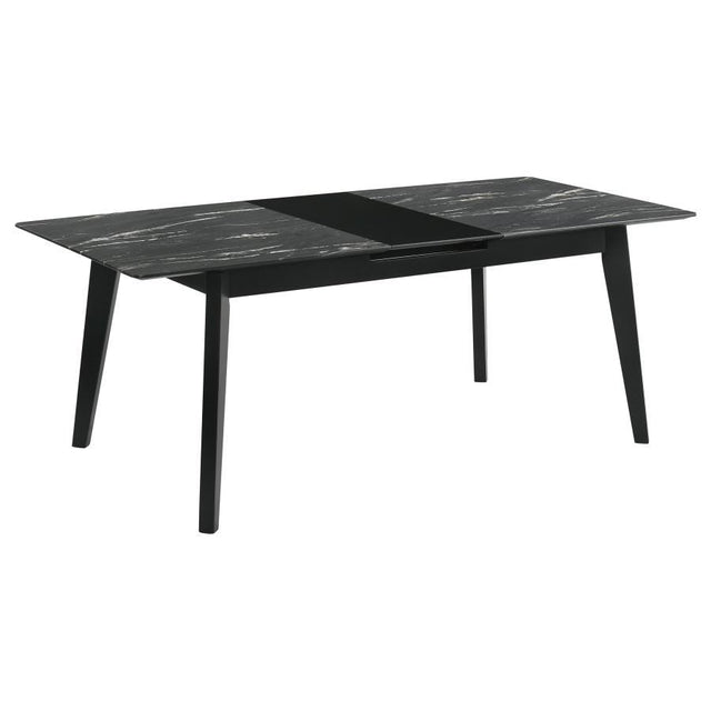Crestmont - Extension Dining Table Faux Marble - Black by CoasterEssence | Bel Furniture