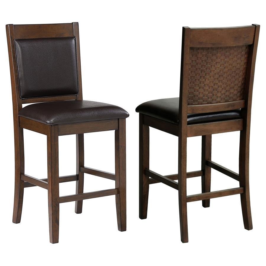 Dewey - Upholstered Counter Chair (Set of 2) - Walnut by CoasterEssence | Bel Furniture