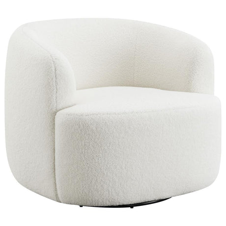 Hudson - Faux Sheepskin Upholstered Swivel Chair - Natural by CoasterElevations | Bel Furniture
