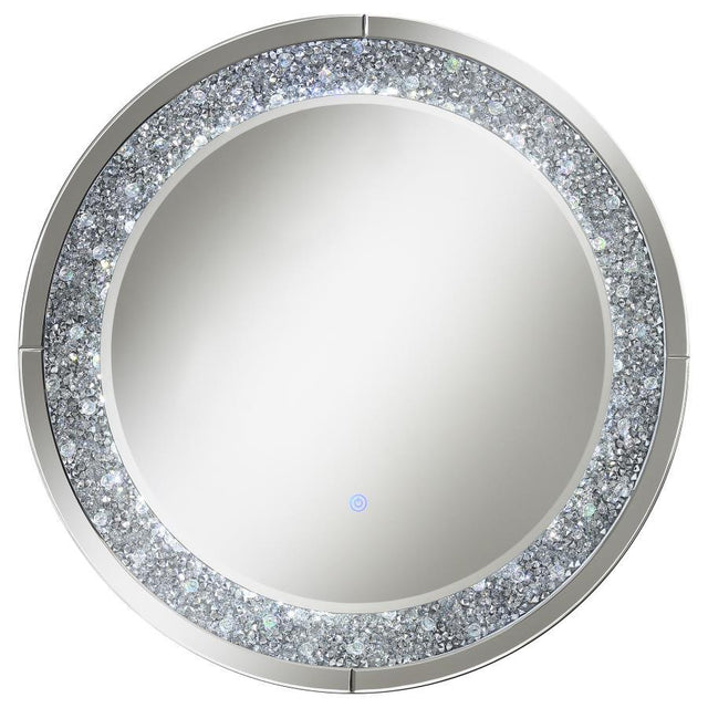 Lixue - Round Wall Mirror LED Lighting - Silver by CoasterEssence | Bel Furniture