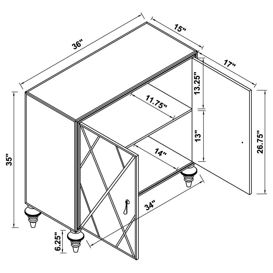 Astilbe - 2-Door Mirrored Accent Cabinet - Silver And Champagne