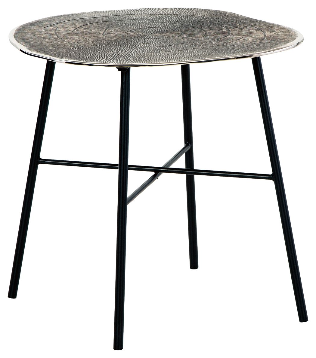 Laverford - Chrome / Black - Round End Table by Signature Design by Ashley® | Bel Furniture