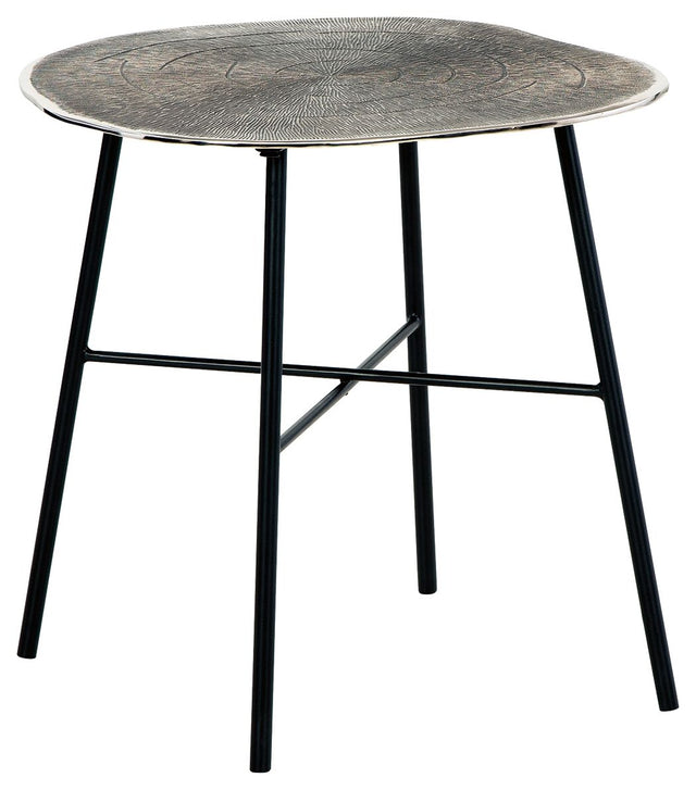 Laverford - Chrome / Black - Round End Table by Signature Design by Ashley® | Bel Furniture