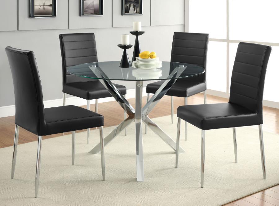 Vance - Round Glass Top Asterisk Dining Table - Chrome