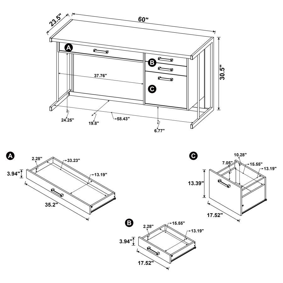 Loomis - 4-Drawer Computer Desk - Whitewashed Gray