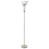 Archie - Frosted Torchiere Floor Lamp - Brushed Steel by CoasterEveryday | Bel Furniture