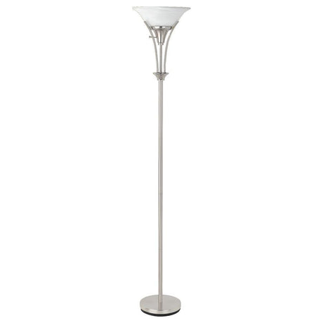 Archie - Frosted Torchiere Floor Lamp - Brushed Steel by CoasterEveryday | Bel Furniture