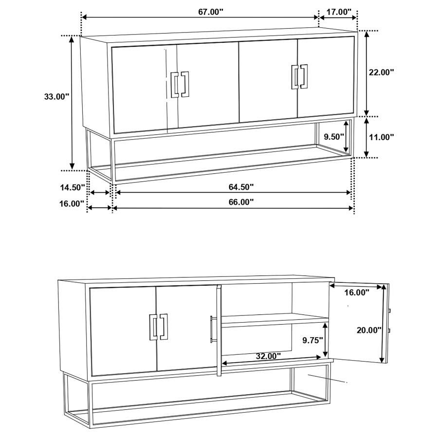 Borman - 4-Door Wooden Accent Cabinet - Walnut And Black