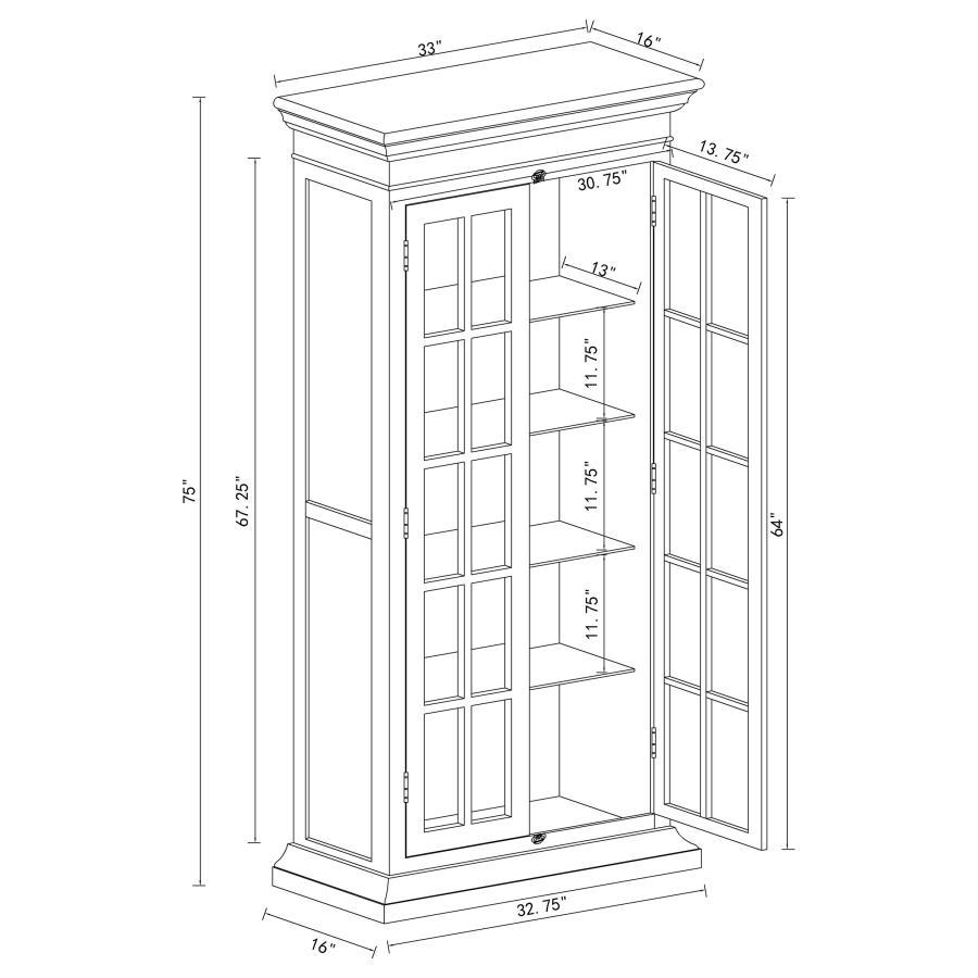 Tammi - 2 Door Wood Tall Cabinet Distressed White And Brown - Distressed White And Brown