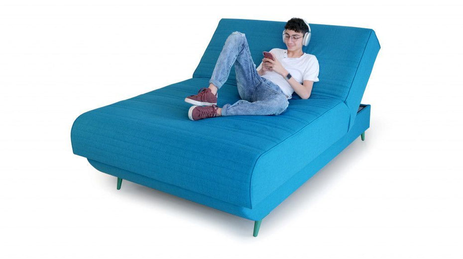 Full/Double Adjustable Upholstered 100% Polyesterno Bed With Mattress - Turquoise