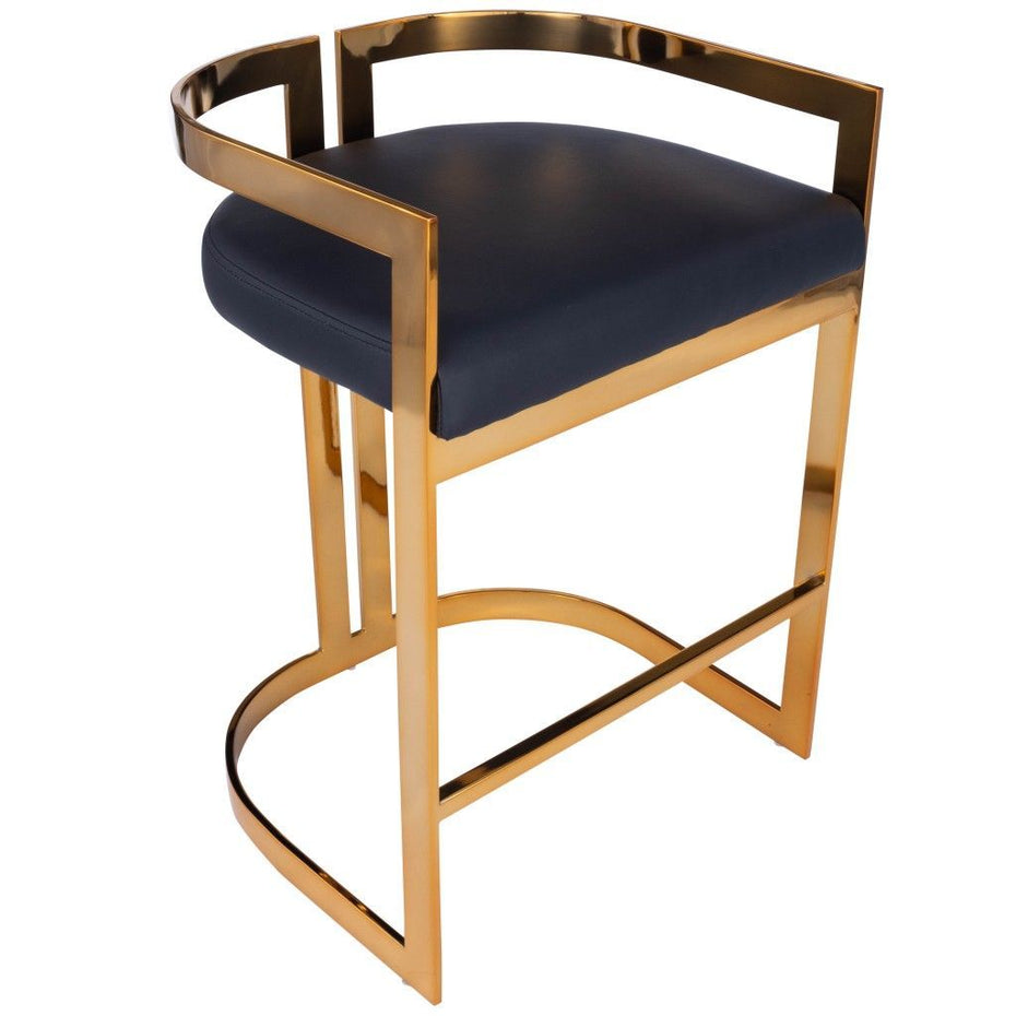 Faux Leather Counter Stool - Gold And Black