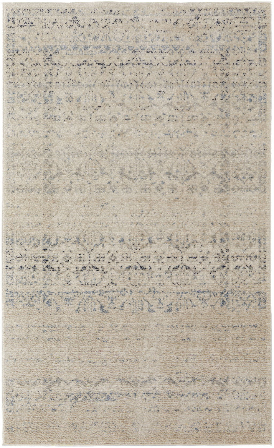 Abstract Power Loom Distressed Area Rug - Ivory And Gray - 4' X 6'