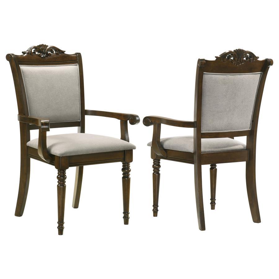 Willowbrook - Upholstered Dining Arm Chair (Set of 2) - Gray And Chestnut