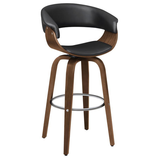 Zion - Upholstered Swivel Bar Stool Black by CoasterEssence | Bel Furniture