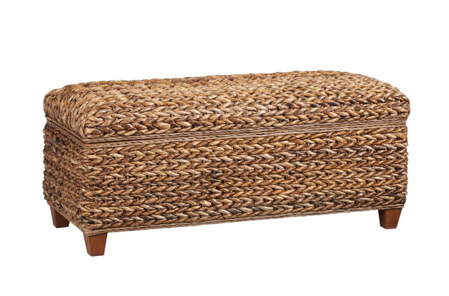 Laughton - Hand - Woven Banana Leaf Storage Trunk - Amber by CoasterEssence | Bel Furniture