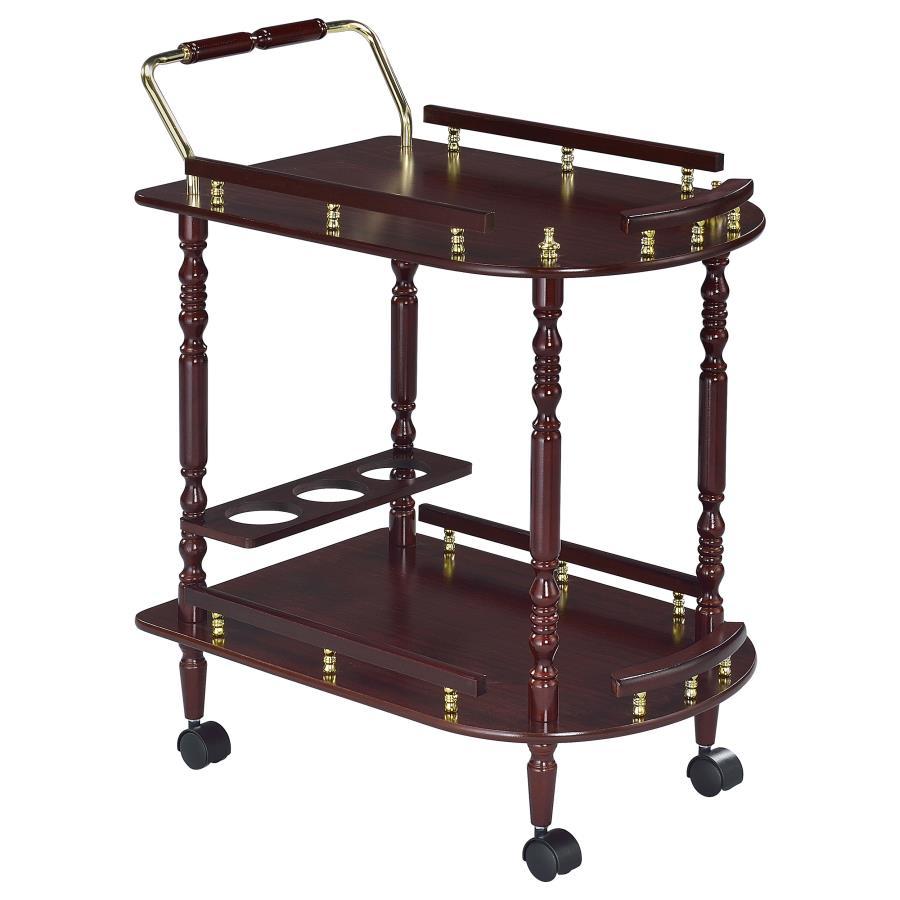 Palmer - 2-Tier Rectangular Wood Bar Cart - Merlot by CoasterEveryday | Bel Furniture