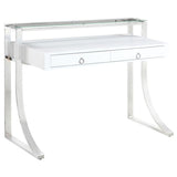 Gemma - 2-Drawer Writing Desk - White High Gloss by CoasterEssence | Bel Furniture