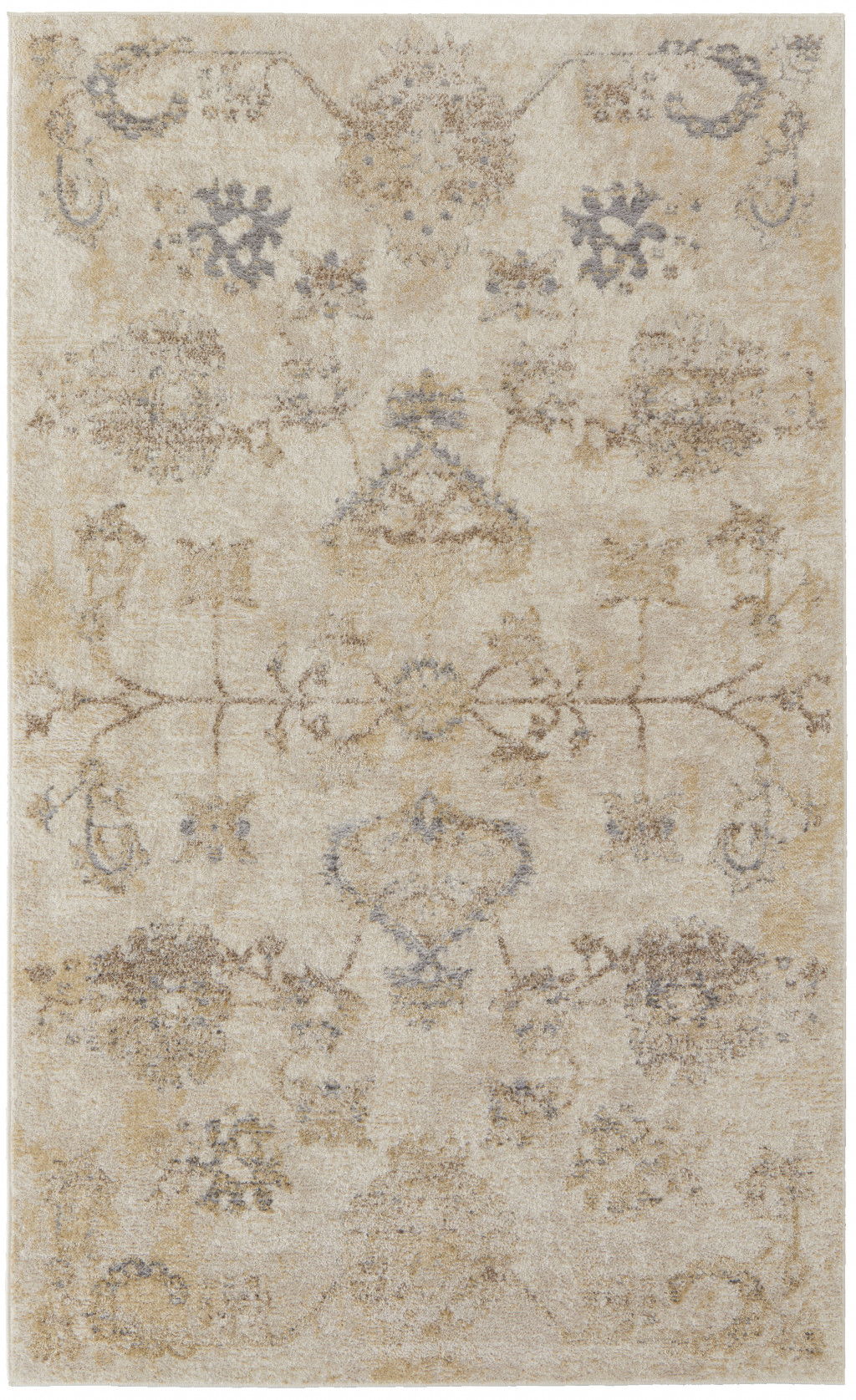 Abstract Power Loom Distressed Area Rug - Ivory And Light Gray - 8' X 10'
