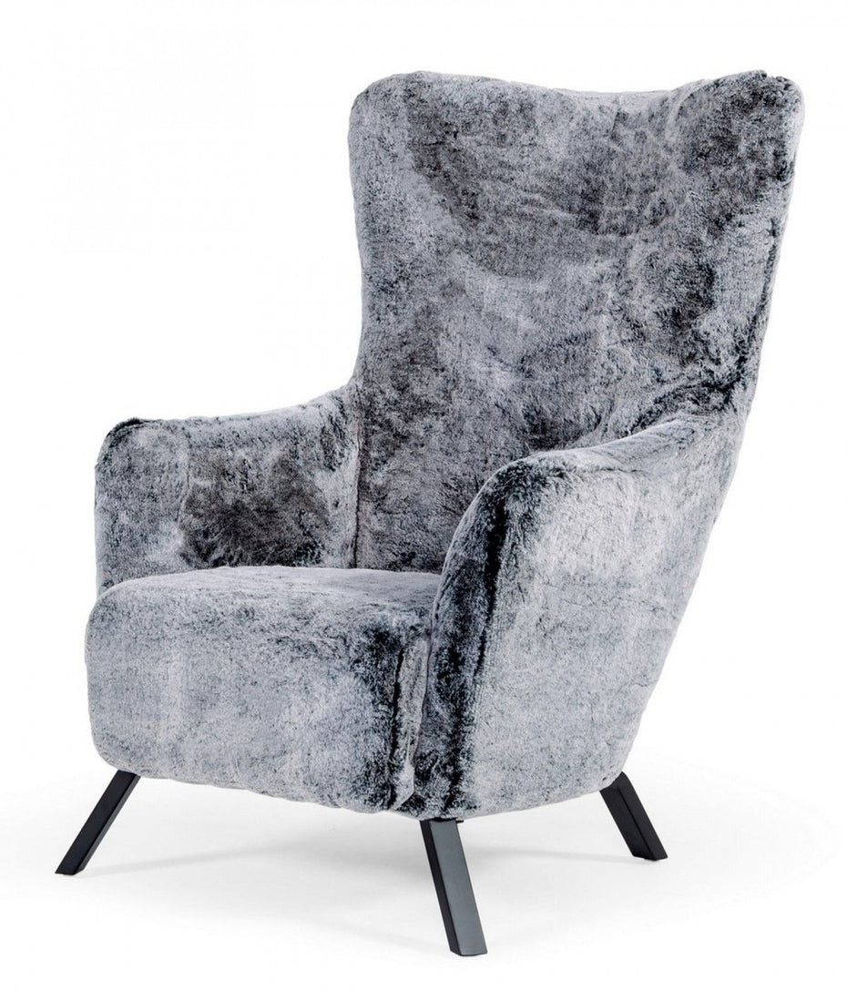 Mid Century Faux Fur Accent Chair - Glam Gray
