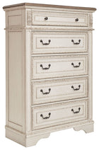 Realyn - Five Drawer Chest - White / Brown / Beige