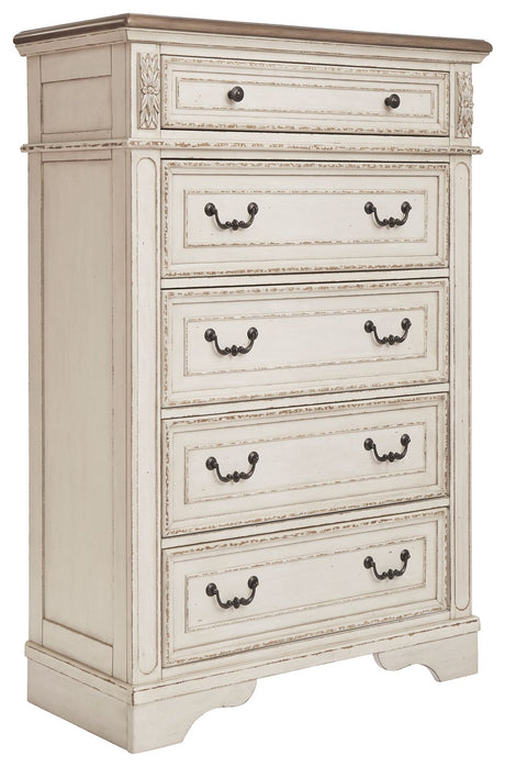 Realyn - White / Brown / Beige - Five Drawer Chest by Signature Design by Ashley® | Bel Furniture